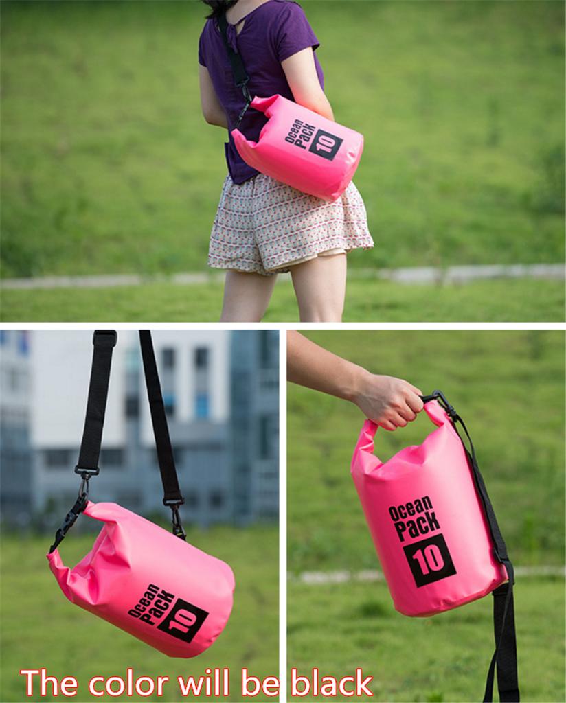20L Motorcycle Waterproof Black Dry Bag with Shoulder Strap for Swimming Hiking