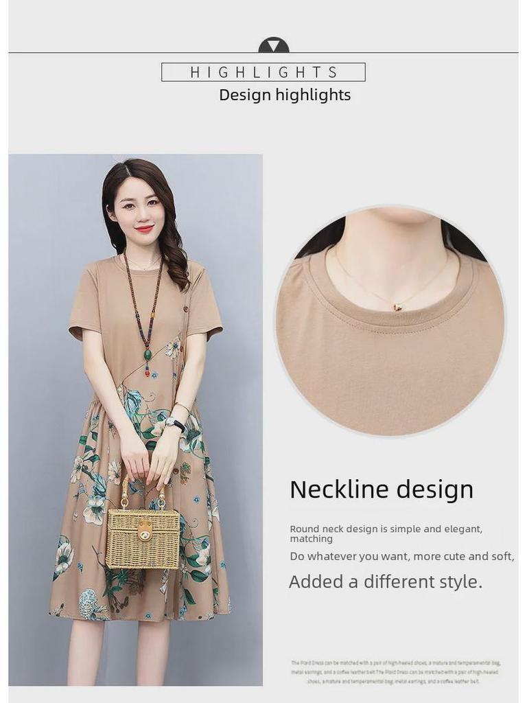 Sommer 2022 Retro Print Lockeres A-Linien-Kleid für Damen: Schmeichelhaft, lässig und leicht