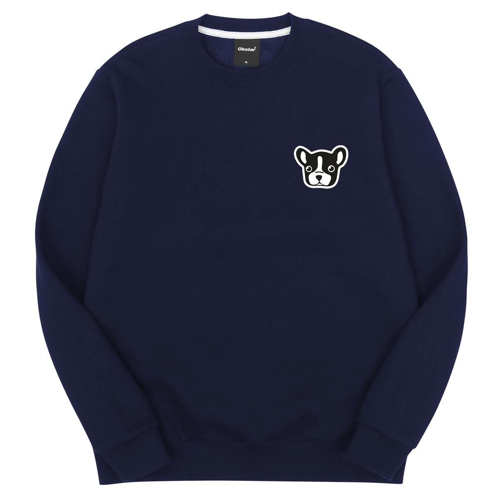 OKSTAR Bulldog Embroidered Patch Double-Sided Sweatshirt (Type B)