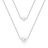 IOGOU 100% 925 Sterling Silver 5.5-6mm&8-8.5mm Round Natural Freshwater Pearl Double Layer Necklace for Women Wedding Jewelry