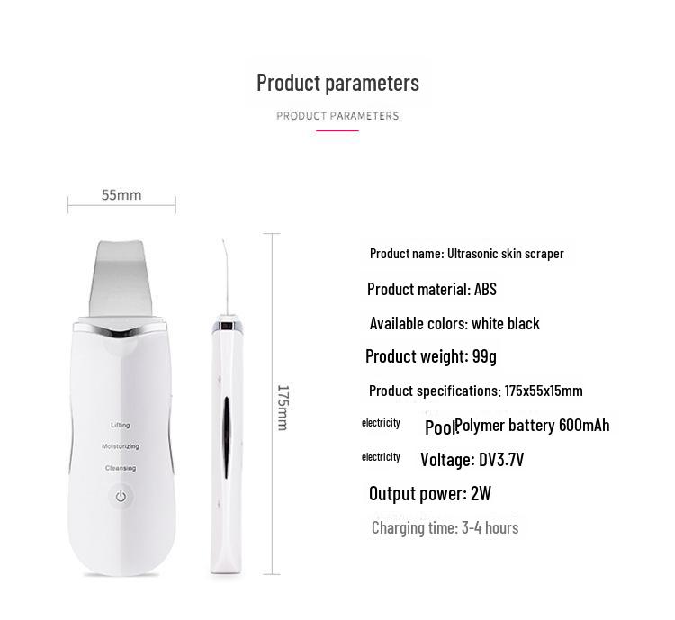 Ultrasonic Ion Skin Scraper: Rechargeable Beauty Instrument for Household Cleansing and Skin Maintenance.