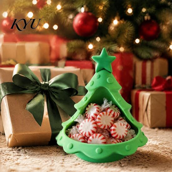 Holiday Home Table Decor 3D Printed Christmas Tree Ornament, Desktop Storage Organizer for Candies Nuts Keys, Xmas Ornament Gift Decorative