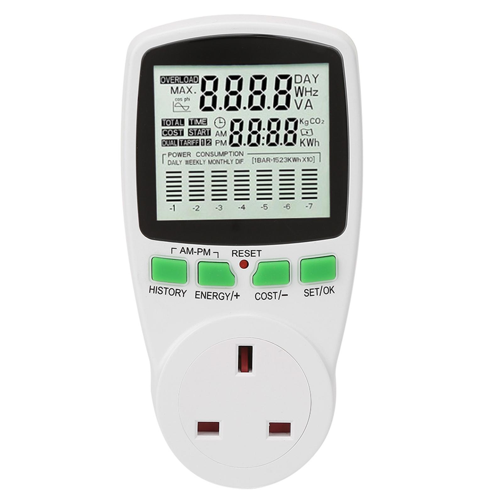 

Energy Monitor 0.000KWh9999KWh Power Meter Plug 016A Electricity Usage Monitor
