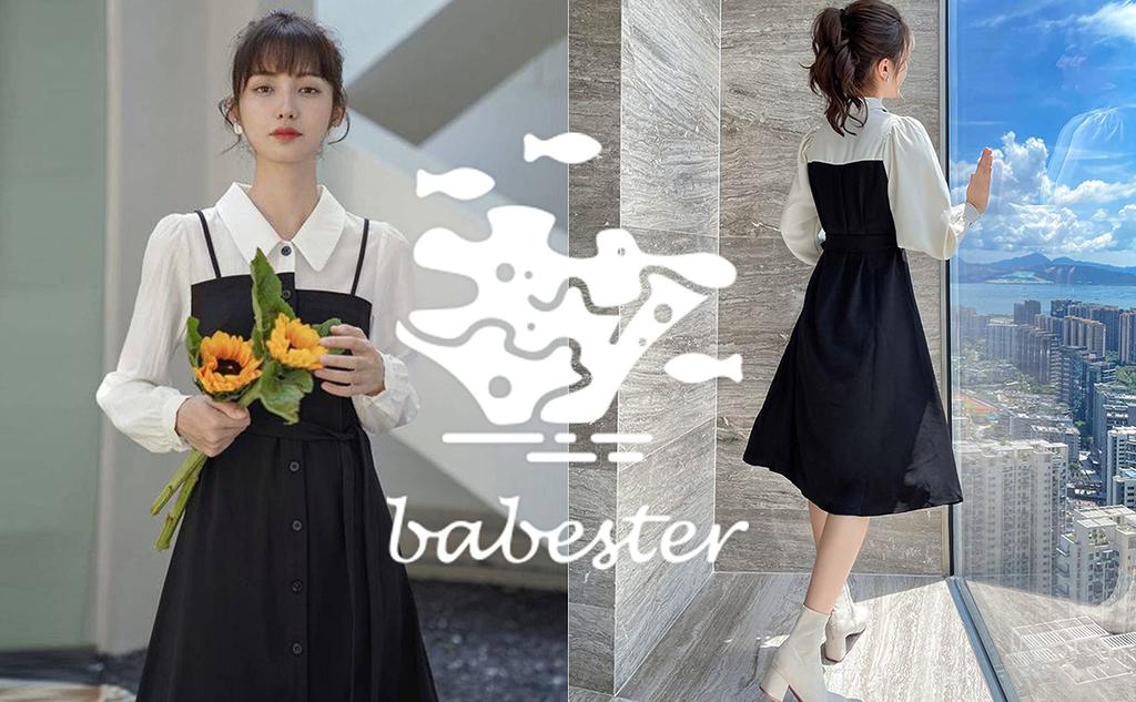 Babestar Layered Layered Long Solid Perfect for Casual Size Women's Dress, Mid-Length, Look, Sleeve, Color, Long/Medium, Collared, Slimming, Cute,