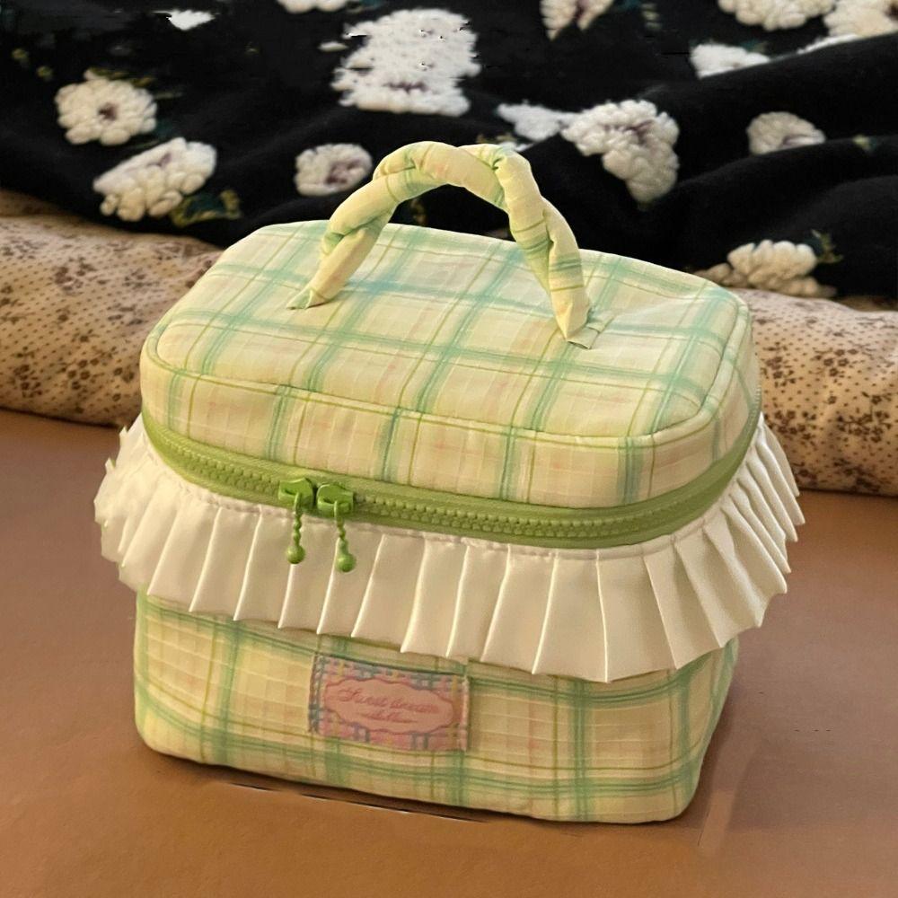 Kawaii Portable Cosmetic Bag Square Toiletry Bag Storage Bag Handheld Cosmetic Case Ladies