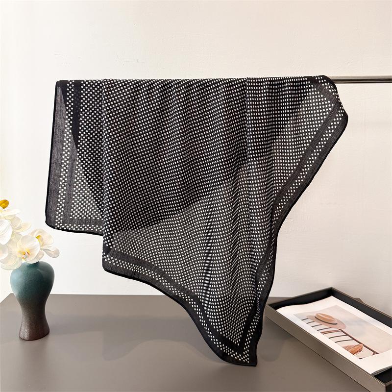 Polka Dot Print Hairbands Square Scarf Women Cotton Linen Feeling Bandana Neck Kerchief Head Bands Foulard Female Scarfs