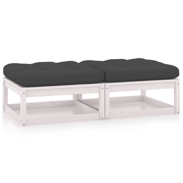 VidaXL Lot de 2 Repose-pieds de Jardin avec Coussins, Tabouret de Terrasse, Pouf de Pub, Meuble de Bistrot Patio Extérieur, 3076280