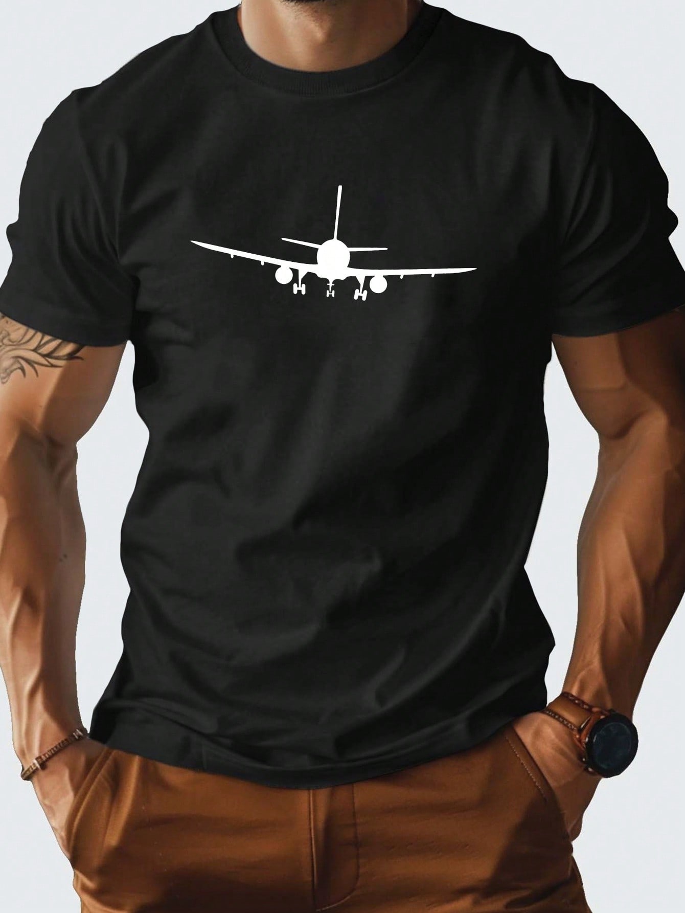 

Flight Pure Cotton Mens Tshirt Comfort Fit 00 Cotton Crew Neck Tee With Geometric Pattern Short Sleeves 4XL