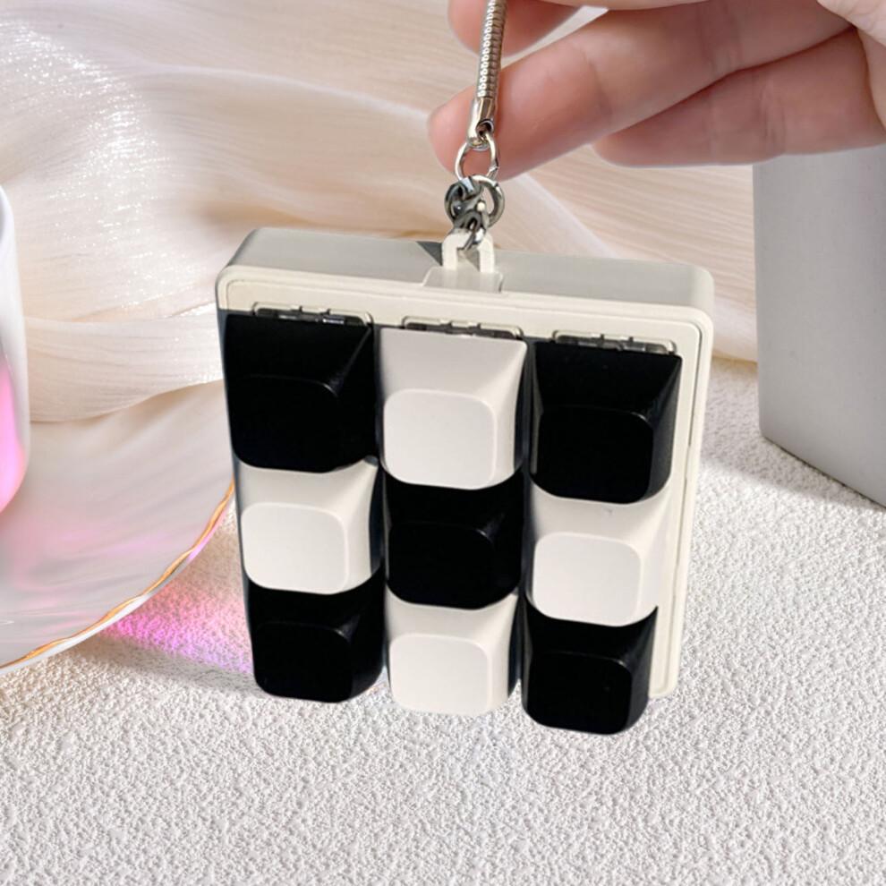 Keyboard Keychain Toy Portable Keyboard Stress Reliever Black White Keyboard Fidget Toy 9 Clicker Keychain for Stress Relief Portable Decompression
