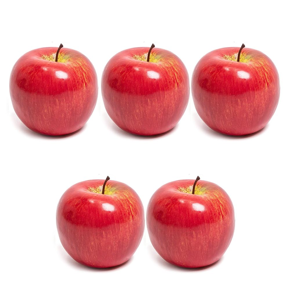 PrimeBlis Set of Food Realistic Artificial Photo Party Showcase Decorations Apples, 5, Samples, Replicas, Fruits, Accessories, Models, Display, Props,