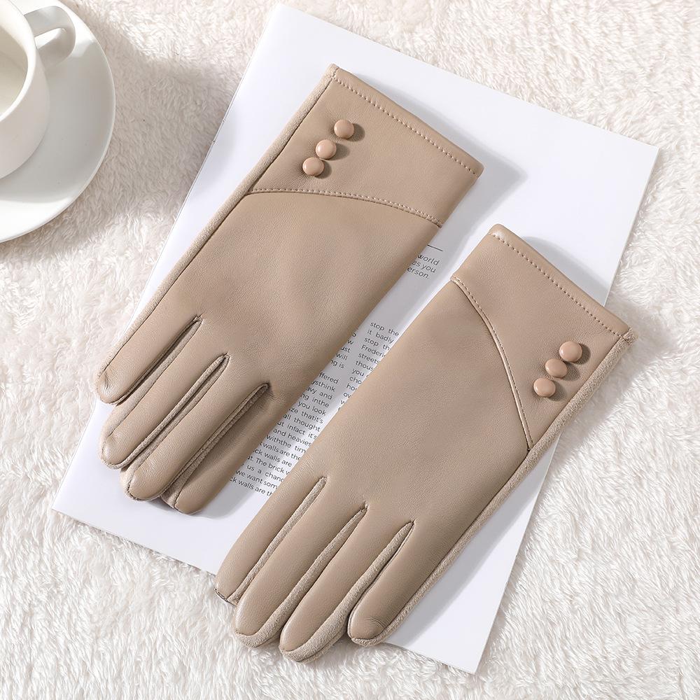 Women's Winter Touchscreen Gloves: Warm, Velvet-Lined, PU Leather, Windproof and Cute for Outdoor Driving & Cycling
