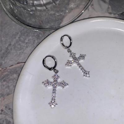 Sparkling Zircon Cross Earrings Earrings Earrings Wedding Engagement Woman