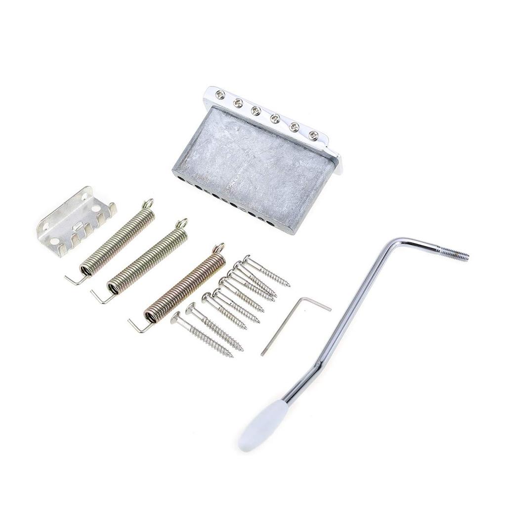 Musiclily Pro String Pitch Vintage Tremolo Bridge with Steel Saddles for Fender American Vintage Chrome 11.3mm Strat,