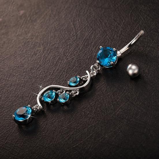 Sexy Shiny Cubic Zirconia Dangle Bikini Jewelry Belly Button Navel Barbell Ring