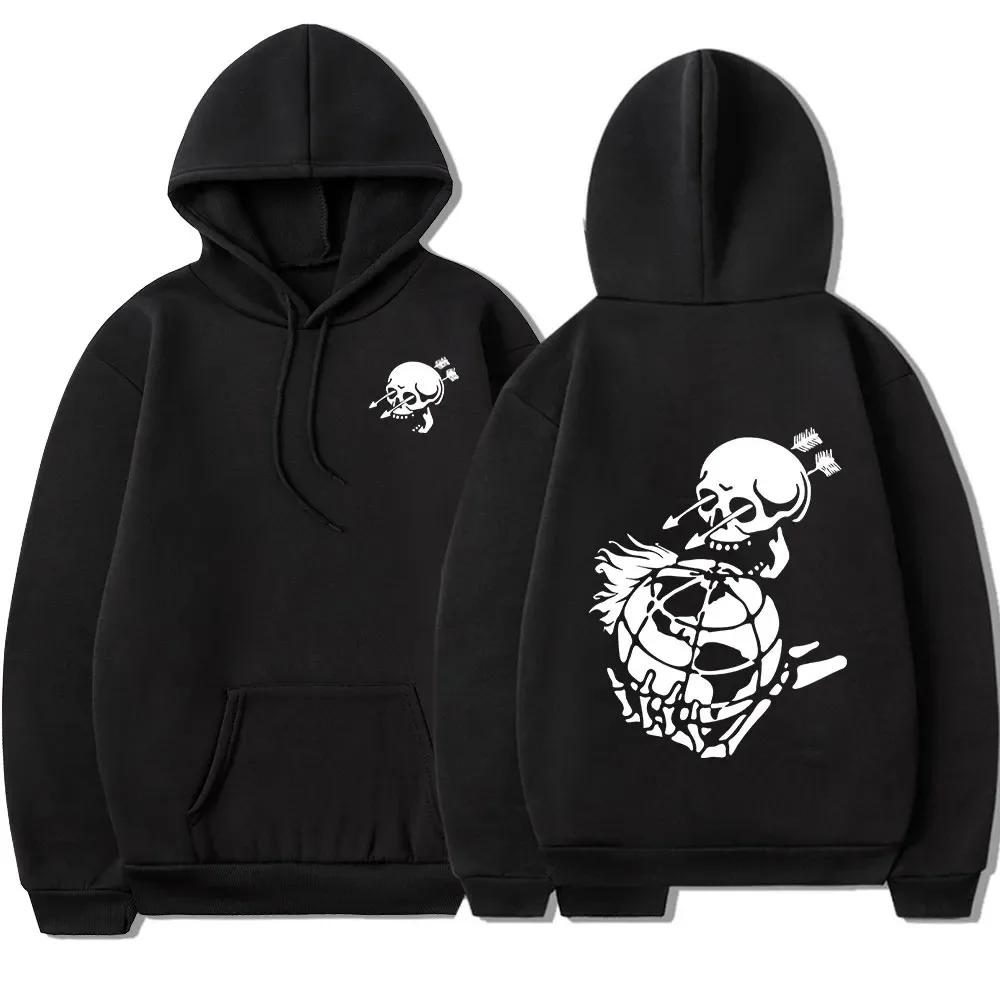 Gbrs Forward Observations Group Hoodie Punk Skull Hood Gothic Clothing Men's Fashion Casual Retro Graphic Hoodie