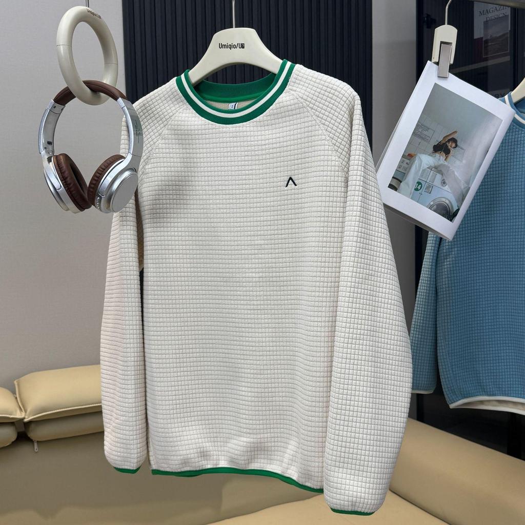 New Outdoor Mountain Style Color Block Fleece Couple Sweatshirt - Warm, Textured, Round Neck, Long Sleeve.