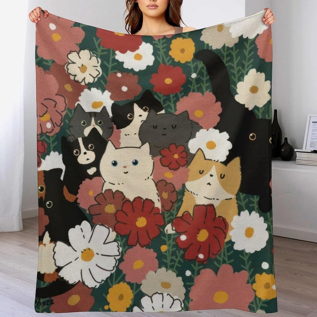 Cartoon Bow Tie Checkered Design Fleece Blanket Playful Kawaii Style Soft Warm Throw Interior Decoration Bedding Cover For Home