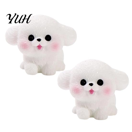 Micro Landscape Accessories 2Pcs Mini Dog Figurines, Cute Resin Puppy Miniature Animal Figures, Small Cat Ornaments for Landscape, DIY Crafts, Desktop