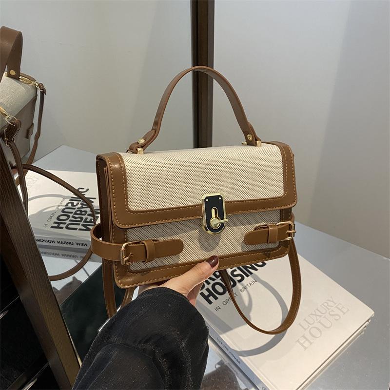 

Винтажные сумки через плечо с клапаном для женщин, сумка-тоут из ПУ-кожи контрастного цвета, ретро-сумка на плечо, модная сумка и кошелек-портфель