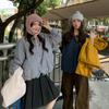 Winter new loose stacked down cotton padded plaid shirt women's college style small coat