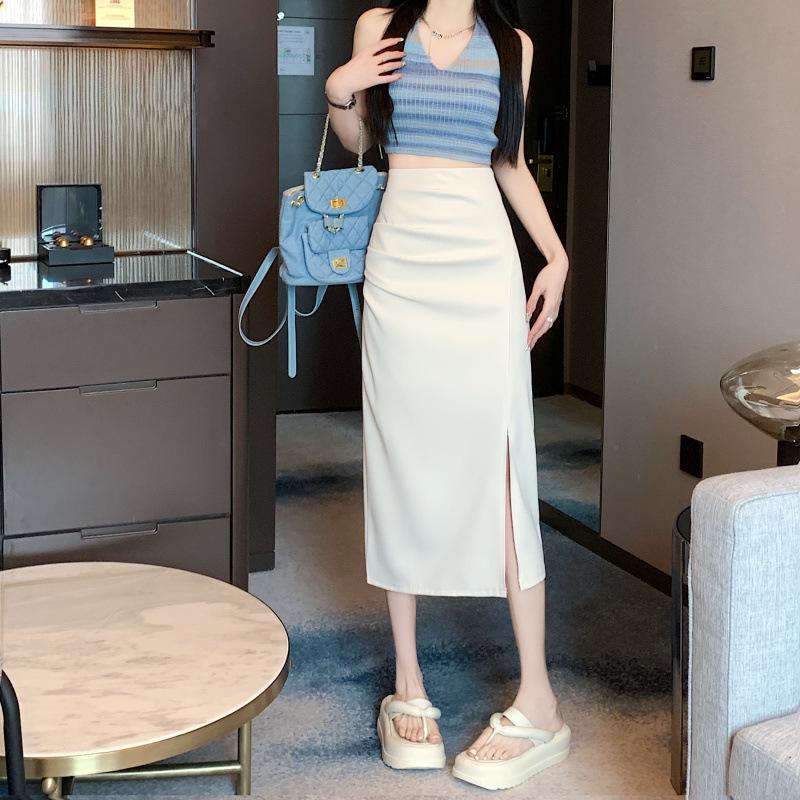 2024 Women's High Waist Slimming Midi Pencil Wrap Skirt for Early Autumn