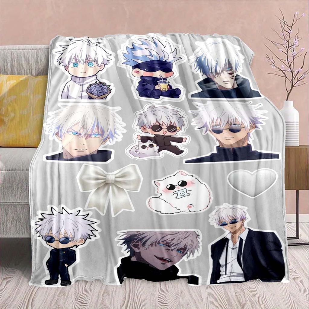 Jujutsu Kaisen Flannel Printed Blanket Warm Cozy Soft Throw Lightweight Sofa Bed Home Decor -QJY