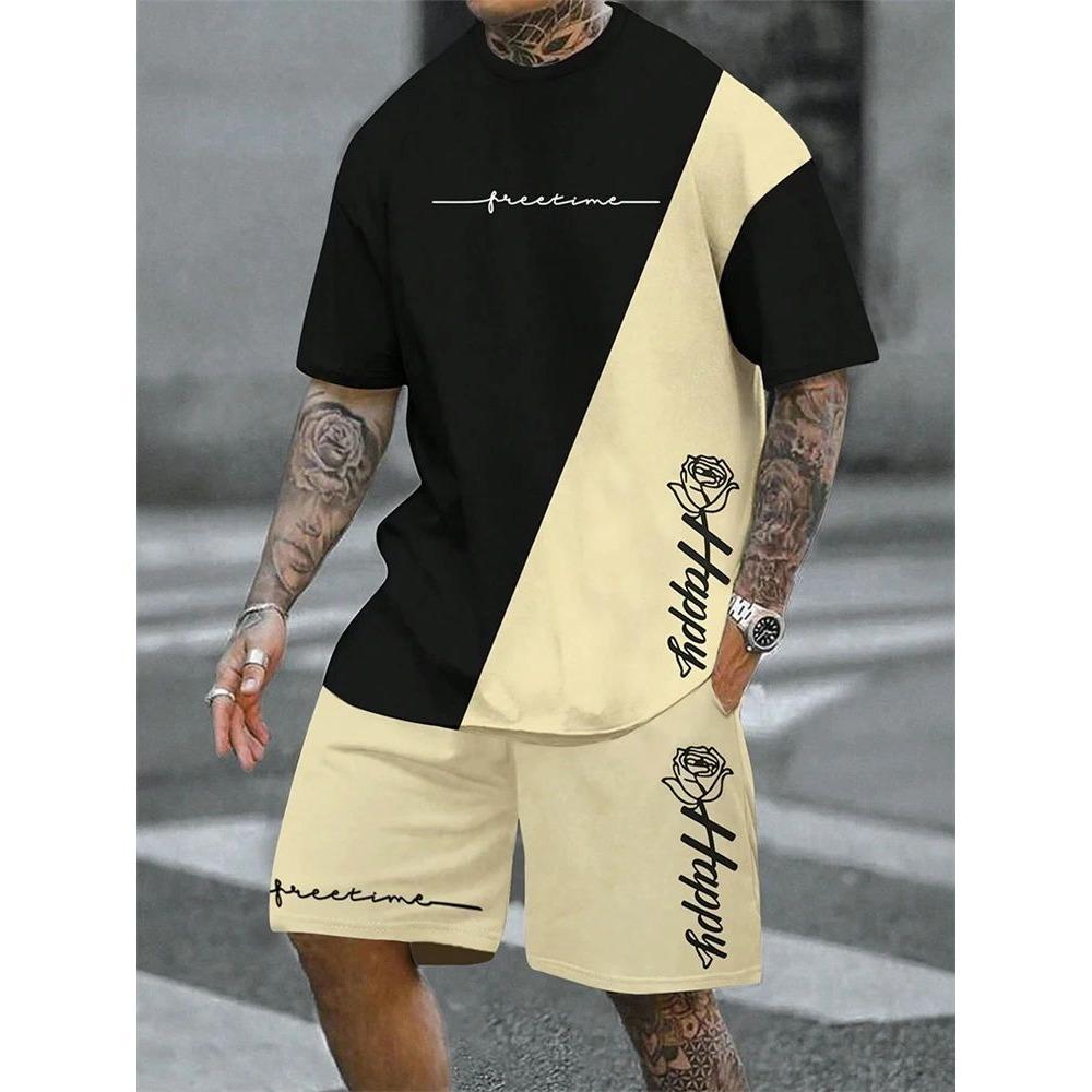 

Men s T-shirt Round Neck Short Sleeved Drawstring Shorts Outdoor Breathable Quick Drying Short S