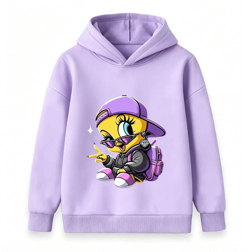 Kids Boys Girls Hoodie Casual Hip Hop Cool Tweety Bird Printed Long Sleeve Pullover Sweatshirt For Daily Wear