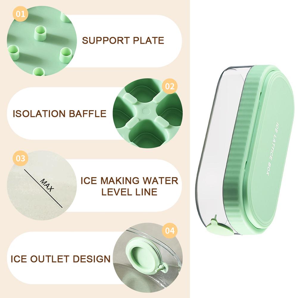 Press Ice Cube Maker Silicone Ice Tray Making Mold with Lid Ice Cube Trays BPA Free Easy Release Freezer Creative Storage Box