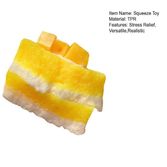 Mango Toast Slow-Rising Squeeze Toy Soft TPR Fidget for Stress Relief Realistic Food-Shaped Decompression Gadget for Kids