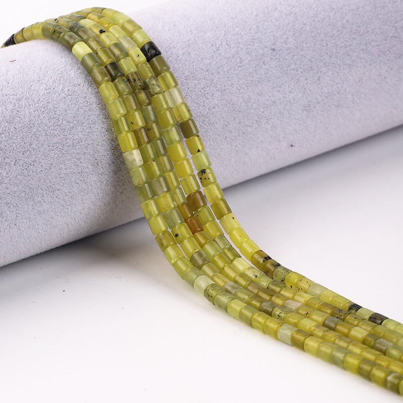 4x4mm Emperor Stone Cylinder Beads - Pink Opal, Xiuyu Serpentine, Flower Jade, Green Dragon Vein Spacer Beads