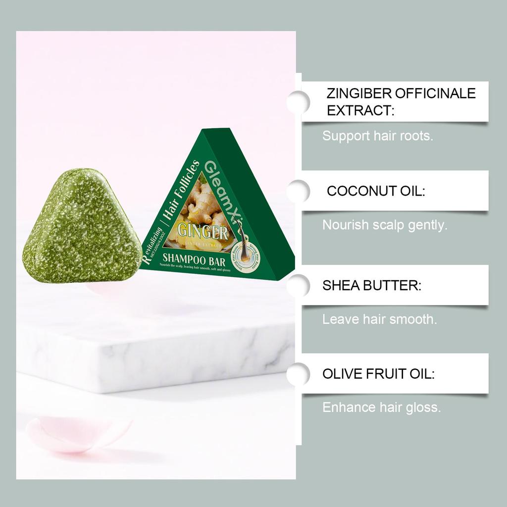 Ginger Shampoo Bar Hair Growth Anti Hair Loss Oil Control Strengthen Hair Roots Scalp Cleansing Refresh Thickening Shampoo Soap