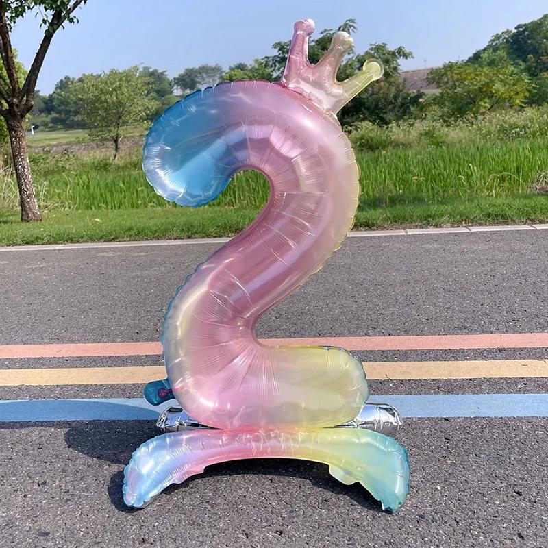 

1pcs 32inch Standing Rainbow Digital Balloon Gradient Colorful Crown 0-9 Aluminum Foil Balloon Birthday Party Baby Shower Decor 32inch