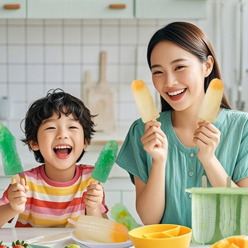 Silicone Popsicles Molds 4 Cavities Vegetable Shape Ices Cream Mold Freezers Ices Mold Cake Candy Candy Mold Nonstick