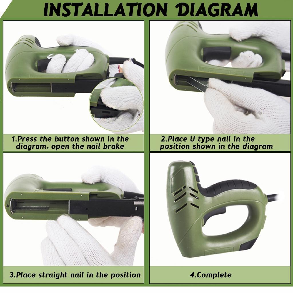 Grapadora Eléctrica Multifuncional Clavo Recto 10-14mm/Clavos Código 6-14mm Doble Uso Pistolas de Clavos para Carpintería