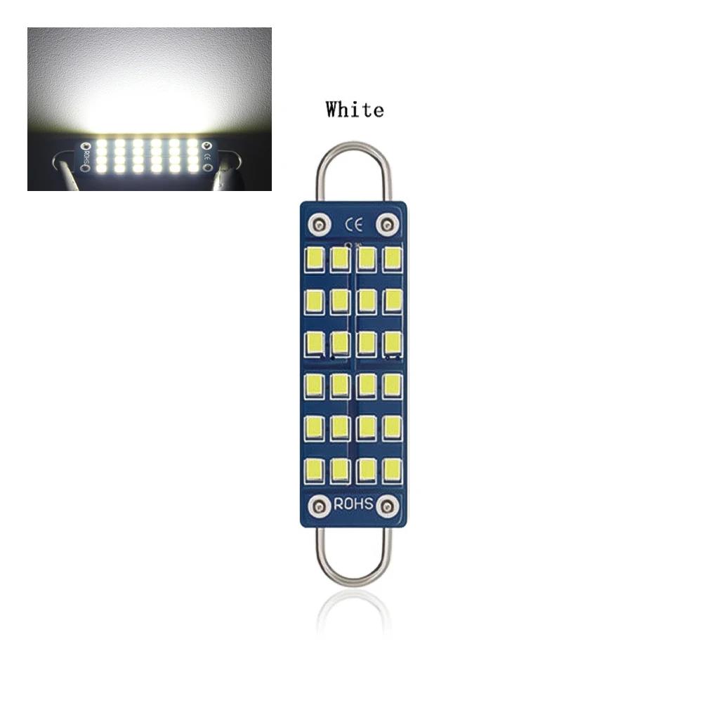 2Pcs Car W5W LED Canbus Bulbs 44mm Super Bright LED Lights 24SMD Reading Lamp Auto Interior Dome Light 240LM 12V Signal Lamp