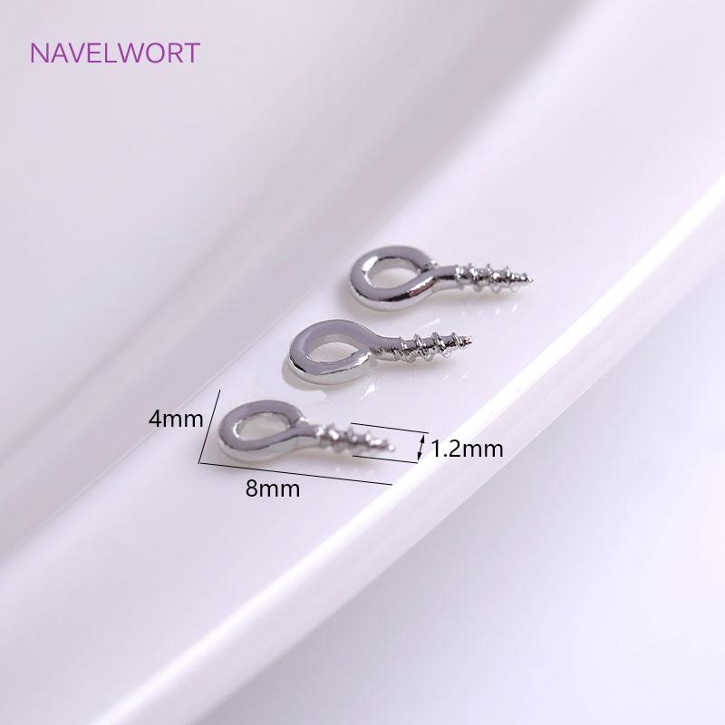 4mm*8mm 18K Gold Plating Screw Eye Component Brass Small Tiny Mini Eye Pins Eyepins Hooks Eyelets Screw Threaded Wholesale
