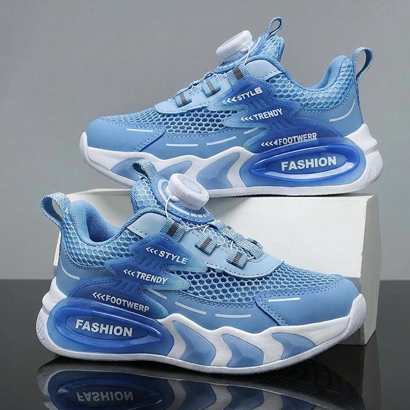 

Spring Summer Boys Athletic Shoes with Single Mesh Breathable Upper and Twist Button Closure for Kids size 28