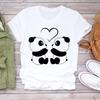Madingi marškinėliai, apranga Laisvalaikis Sweet Love Panda Spring Short Sleeve Moteriški spausdinti Summer Lady Moteriški grafiniai marškinėliai
