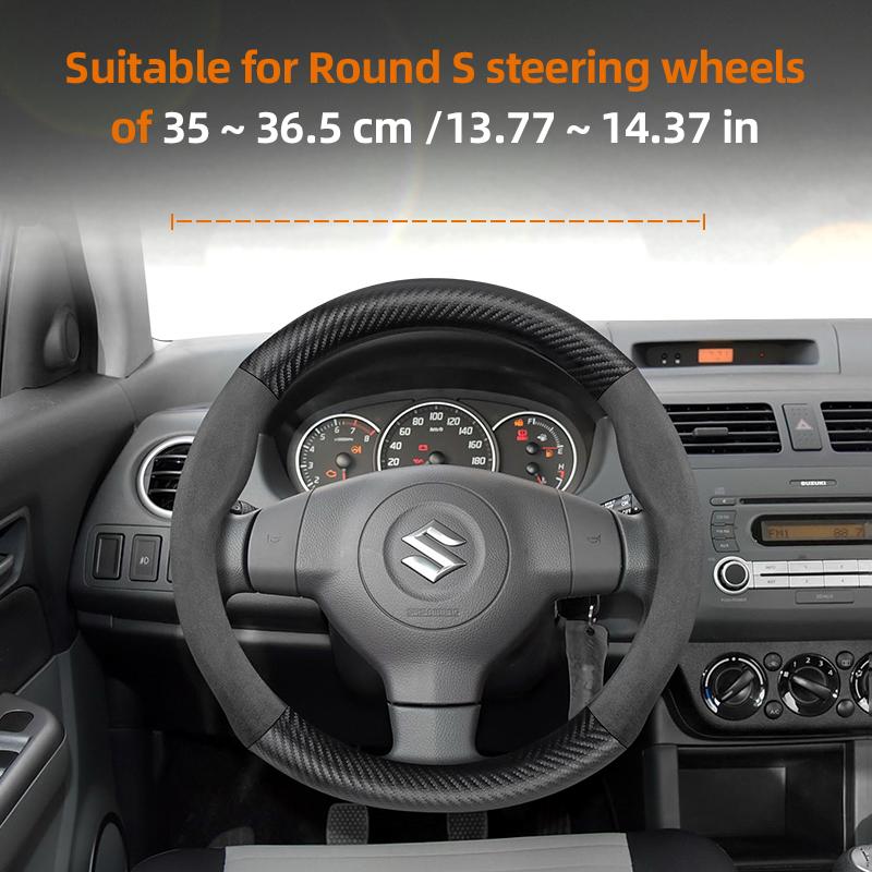 For SUZUKI Suede Carbon Fiber PU Leather Steering Wheel Cover Fit Swift Sport Accessories Sx4 Grand Vitara Jimny Solio Hustler