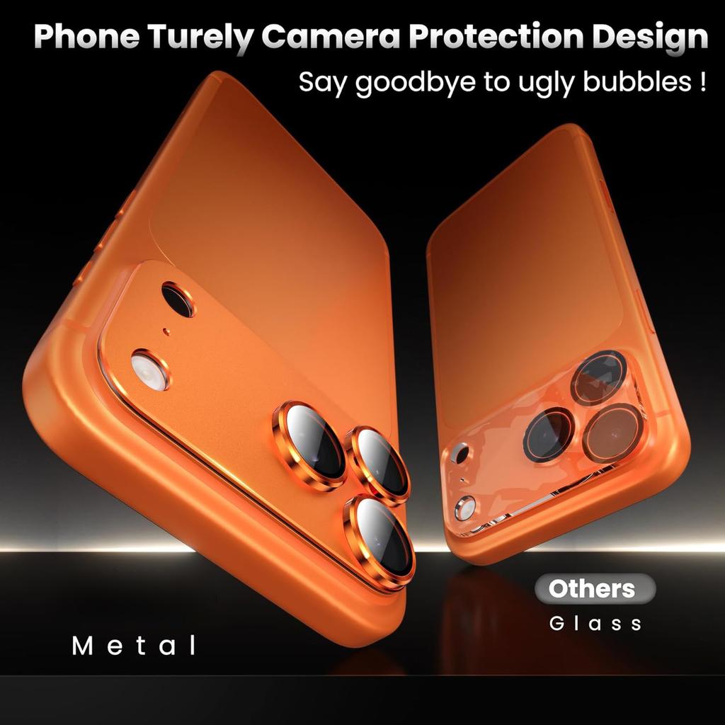 Orange Kameraobjektivschutzabdeckung für iPhone 17 Pro Max Air 16 Plus 15 14 13 17Pro iPhone17 16Pro Metall Gehärtetes Glas Handy-Schutzzubehör