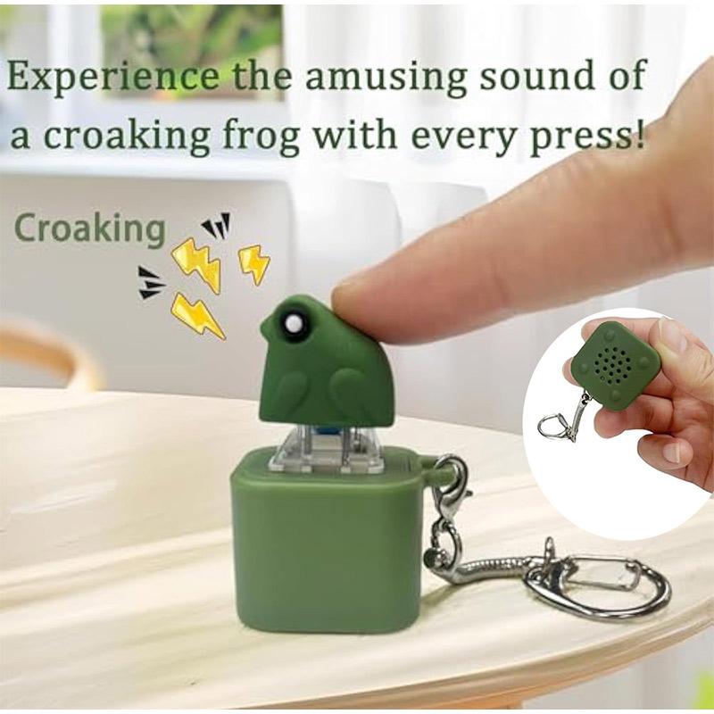 Funny Frog Keyboard Clicker Keychain Rechargeable Toy with Sound LED Light Stress Relief Fidget Toy for Office Desk Anti Anxiety