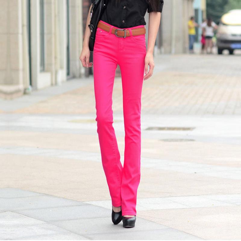 

Korean Style Women s Slimming Candy Color Flare Jeans 30