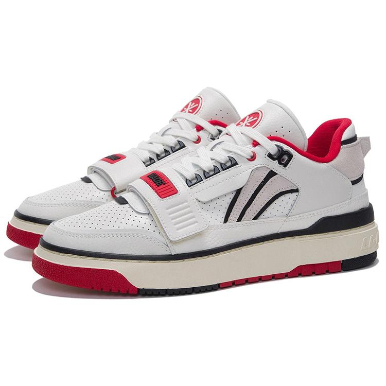 Li Ning Rookie Synthetic Leather Cushioning Slip Resistant Abrasion Resistant Low top Basketball Shoes White Black ABCS027-1