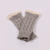 1 Pair Wine Red New Autumn Winter Ladies Warm Japanese Korean Knitted Half Finger Gloves Knitted Glove Lace Sleeve Wrist Guard