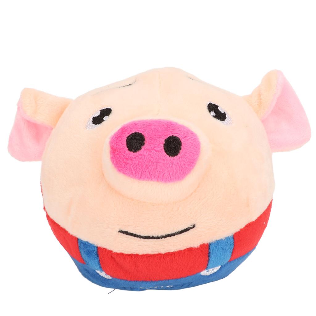 Pet Bouncing Ball USB Rechargeable Interactive Washable Cartoon Pig Plush Sound Electronic Dog Toy for Puppy