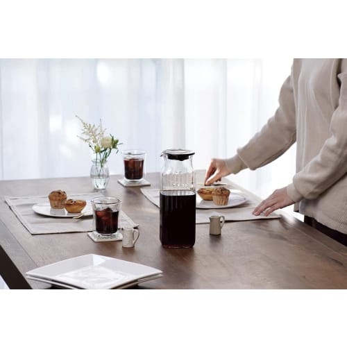 iwaki Heat-Resistant Glass Coffee Server, Cold Brew Coffee & Tea, Square Server, 1.0L, with Filter, T296KF2-BK