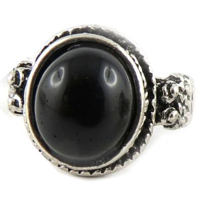 Ethnic Ring 'Mineralia' Black - 27x15 Mm