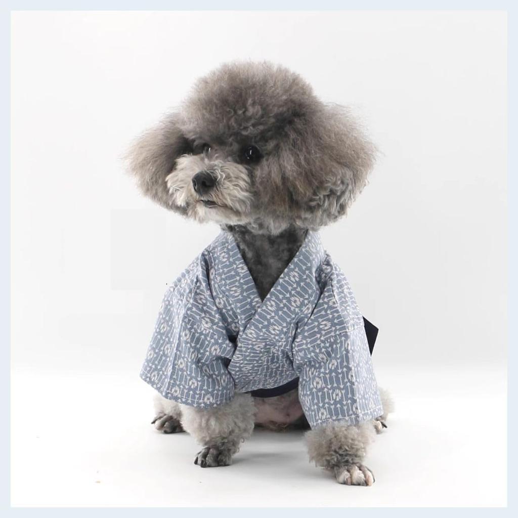 MANON ROSA Dog Costume Japanese Yukata Kimono - Traditional Pet Kimono Cosplay for Small Medium Dogs, Puppies Cats Kittens, Breathable Adjustable