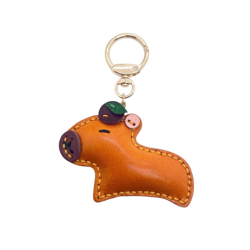 Cross-border Bestseller Genuine Leather Capybara Bag Charm Keychain Pendant Personalized Wrist Strap Phone case Accessory Gift
